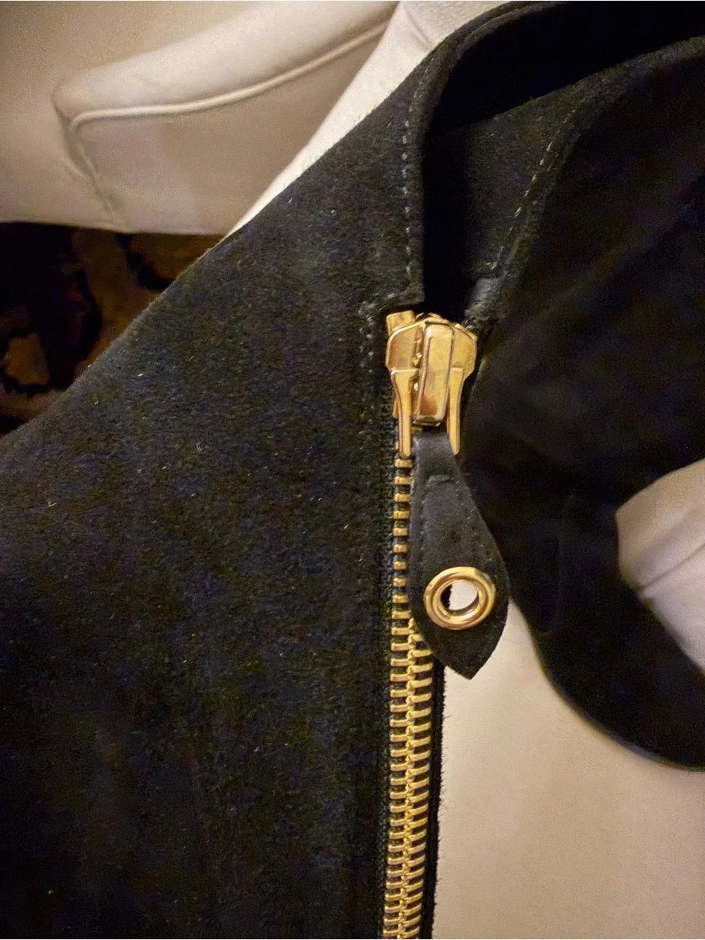 Louis Vuitton Black Suede Over-the-Knee Boots with Gold Zip Accent